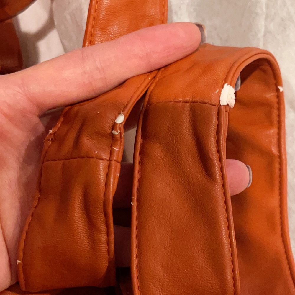 Tan Vegan leather deep V dress - Picture 4 of 4